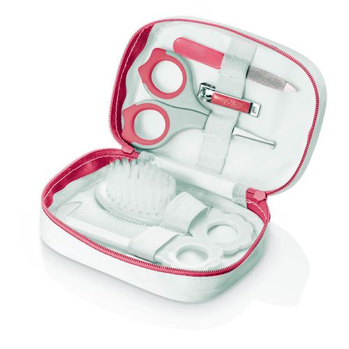 Kit Higiene Rosa - Tesoura, Cortador de Unhas, Lixa, Pente e Escova de Cabelos Multikids Baby - BB098