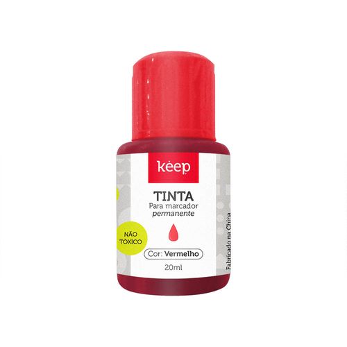 Tinta Reabastecedora p/ Marcador Permanente 18ml Vermelho Keep CX 12UN - MR047OUT [Reembalado]