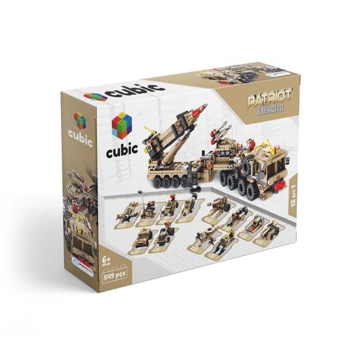 Blocos de Montar Cubic Modelo Exército 12 em 1 com 549 Peças Indicado para +6 Anos Multikids - BR1096X [Reembalado]